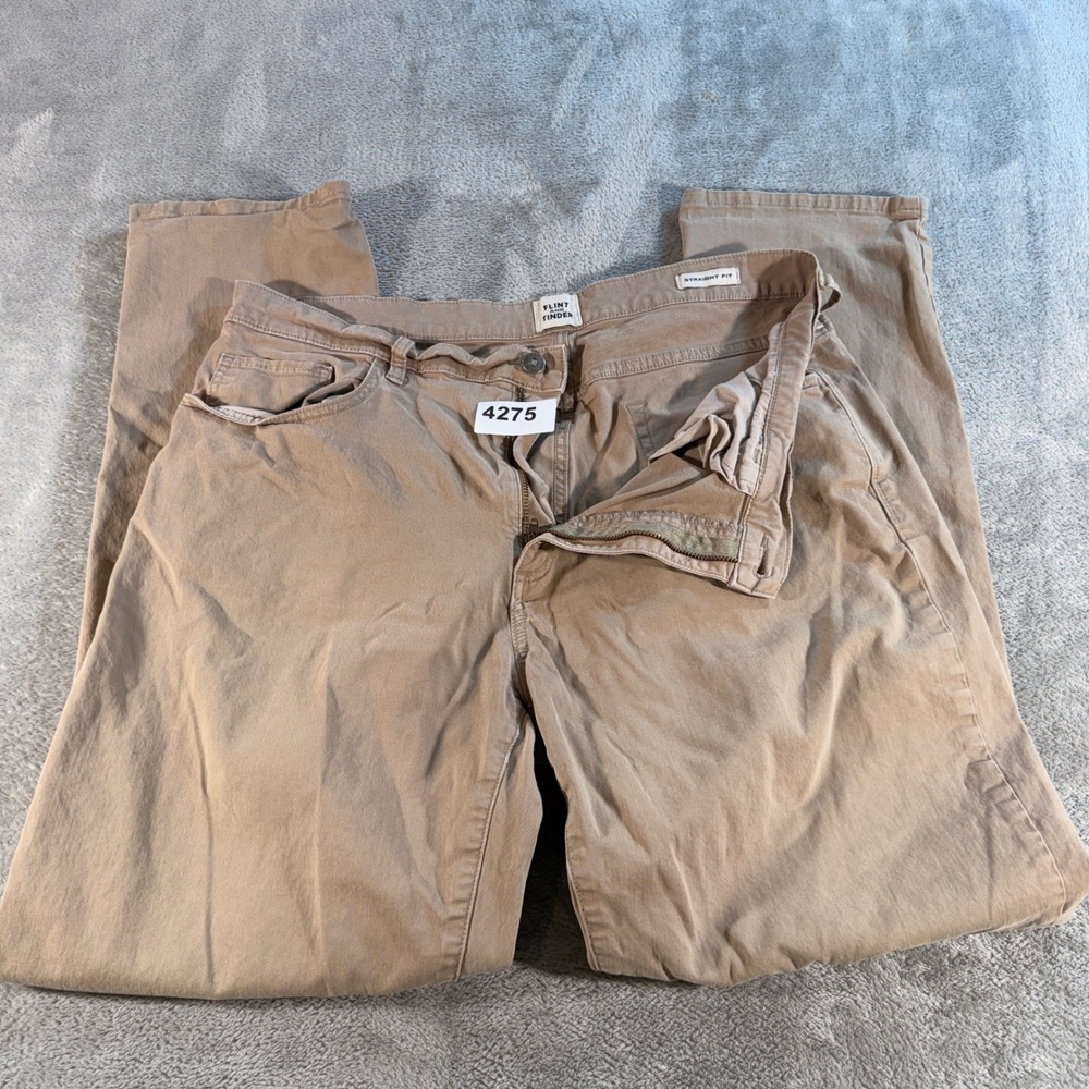 Flint and Tinder Pants Mens 37x31 Khaki Tan Straight Fit 365 Chino